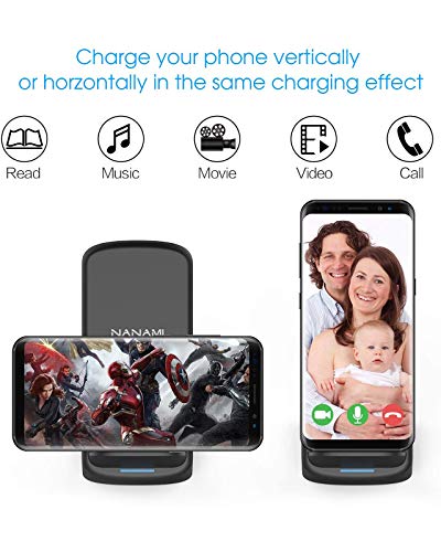 NANAMI Upgraded Fast Wireless Charger,Qi-Certified Wireless Charging Stand Compatible Samsung Galaxy S22 S21 S20 S10 S9 S8/Note 20 Ultra/10/9 & Qi Phone Charger for iPhone 13/12/SE 2020/11/XR/XS/X/8