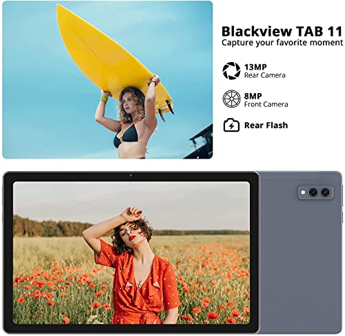 Blackview Tablet 10.36 inch 8GB RAM 128GB ROM Storage 13MP+8MP Camera 2000x1200 Display 6580mAh Battery Android 11 Tablet Octa Core 5G WiFi (Gray)