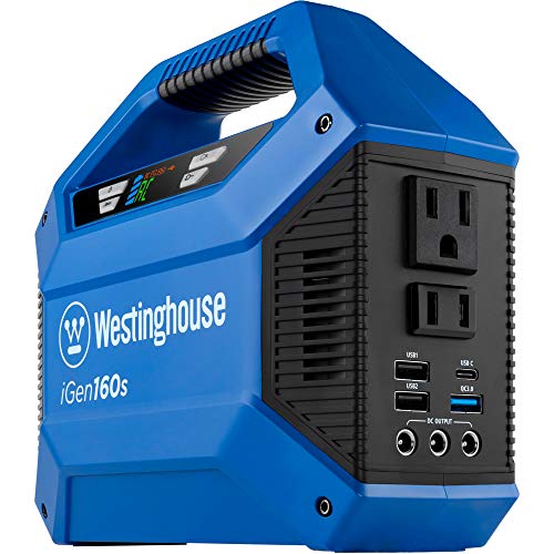 Westinghouse iGen160s Portable Power Station 155Wh Backup Lithium Battery, 110V/100W AC Outlets, Solar Generator (Solar Panel Not Included) & Potable Aqua Germicidal Water Purification Tablets