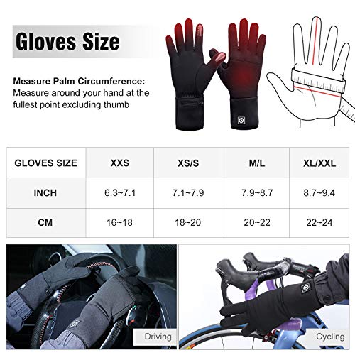 Heated Glove Liners for Men Women, Rechargeable Battery Electric Heated Gloves, Winter Warm Glove Liners for Arthritis Raynaud, Thin Gloves Riding Ski Snowboarding Hiking Cycling Hand Warmers