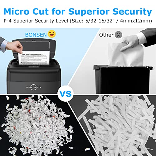 BONSEN Paper Shredder, 100-Sheet Autofeed & 10-Sheet Manual Micro Cut Shredder Heavy Duty, P-4 High Security Paper/Credit Cards/Staples/Clips Shredder with 4 Casters, 6 Gals Bin