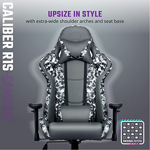 Cooler Master Caliber R1S Gaming Chair for Computer Game, Office & Racing Style Gamer, Comfy Ergonomic Reclining High Back Desk Chairs with Arms Seat Adjustment Lumbar Support PU Leather Dark Knight