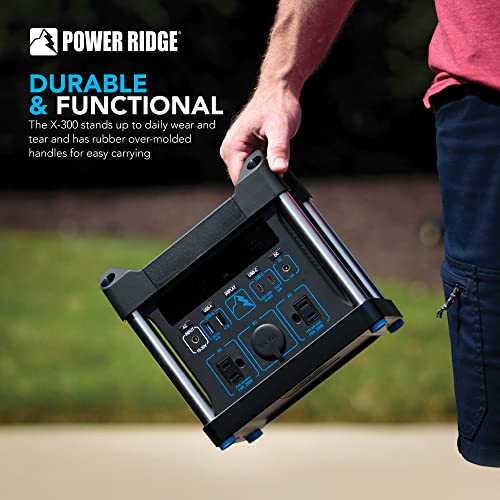 POWER RIDGE X-300 Power Station: Portable 296Wh Lithium-Ion Battery Generator with LCD Screen and Carry Handles for Charging Phones, Laptops & Other Electronics While Camping, Traveling or Road Trips