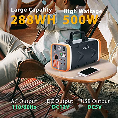 SPECSTAR 500W 78000mAh 288WH Portable Power Station and 104W 10000 Lumen Dual Head LED Work Lights