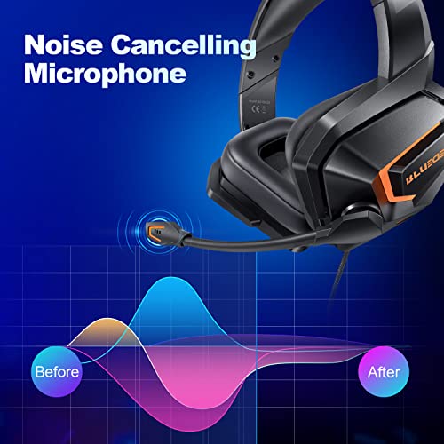 Gaming Headsets, Lossless Bass Surround, Extra-Thick Over-Ear Gaming Headphones, Light&Durable Fiberglass Frame, Wired Gaming Headset with Microphone for PS4/PS5/PC/Xbox/Switch