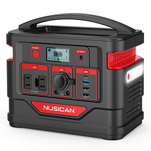 Powerful Portable Power Station, Nusican Peak 600W 80000mAh Backup Lithium Battery with 110V AC Outlet/2 DC Ports/3 USB Ports, Solar Generator for CPAP Outdoor Adventure Load Trip Camping Emergency