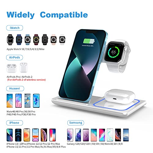 Foldable Wireless Charger, Veernoo Portable 3 in1 Wireless Charger Station for AirPods Pro/2 Apple Iwatch7/ 6/SE/5/4/3/2/1,iPhone 11/12/13 Series/XS MAX/XR/XS/X/8/8 Plus…