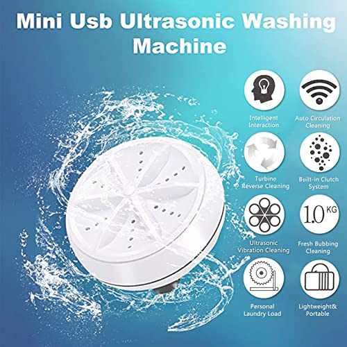 Portable Mini Washing Machine,Ultrasonic Turbo Washing Machine with USB for Home, Business, Travel, College Room,Turbo Washer for Cleaning Sock,Underwear,Small Rags