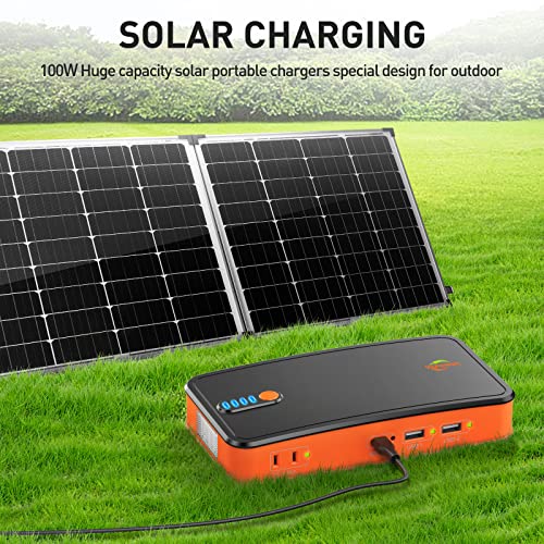 Laptop Charger, 100W Portable Solar Power Station, 36000mAh Large Capacity/With AC Outlet/PD 45W Fast Charging, Used for Outdoor Camping, Supports Charging Electronic Devices Below 65W
