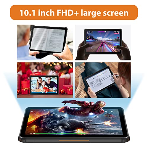 Tablet 10.1 Inch FHD+ (1920x1200), OUKITEL RT1 Android 11 Rugged Tablets 10000mAh Battery, Octa-Core 4GB RAM 64GB ROM, SD-128GB, 4G LTE Dual SIM+5G WiFi, IP68/IP69K Waterproof Tablet, GPS, OTG,Orange