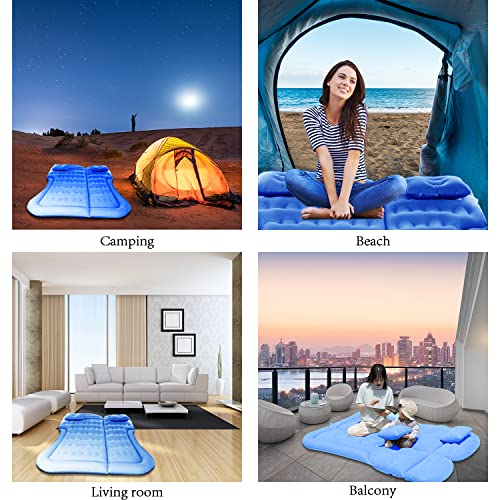 SUV Air Mattress Car Camping Travel Bed- Inflatable Thickened Car Air Bed with Electric Air Pump Portable Sleeping Pad Mattress for Travel Camping Upgraded Version (Blue)