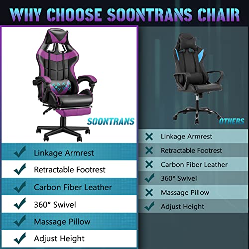 Bunny Pink Gaming Chair and Massage Purple Gaming Chair Bundle