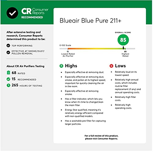 Blueair Classic 680i Air Purifier for home, Large Rooms & Blue Pure 211+ Air Purifier 3 Stages with Two Washable Pre-Filters, Particle, Carbon Filter, Captures Allergens, Large Room