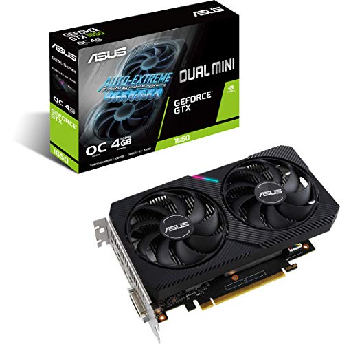 ASUS Dual NVIDIA GeForce GTX 1650 Mini OC Edition Gaming CSM Graphics Card (PCIe 3.0, 4GB GDDR6 Memory, HDMI, DisplayPort, DVI-D, for Intel NUC 9 Extreme Kit, Intel NUC 9 Pro Kit, and Small Chassis)