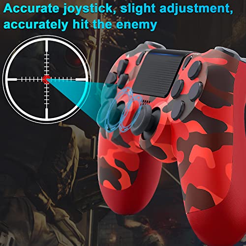 OUBANG Remote Work with PS4 Controller, Red Camo Gamepad Compatible with Playstation 4 Controllers, Wireless Game Control for PS4 Controller Pro, Pa4 Controller for Playstation 4 Slim Camouflage Gift