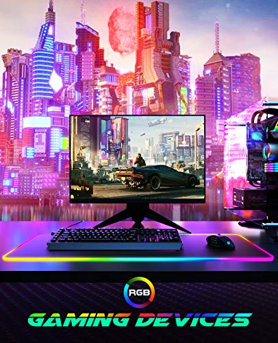 RGB Gaming Mouse Pad, UtechSmart Large Extended Soft Led Mouse Pad with 14 Lighting Modes 2 Brightness Levels, Computer Keyboard Mousepads Mat 800 x 300mm / 31.5×11.8 inches