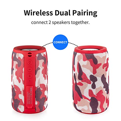 Bluetooth Speaker,MusiBaby Bluetooth Speakers,Outdoor, Portable,Waterproof,Wireless Speakers,Dual Pairing, Bluetooth 5.0,Loud Stereo,Booming Bass,1500 Mins Playtime for Home,Party (Red, M68)
