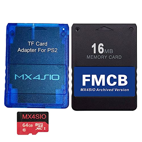 RGEEK PS2 FMCB Memory Card MX4SIO SIO2SD TF Card Adapter with 64G TF Card for Sony Playstation 2 PS2 All Versions