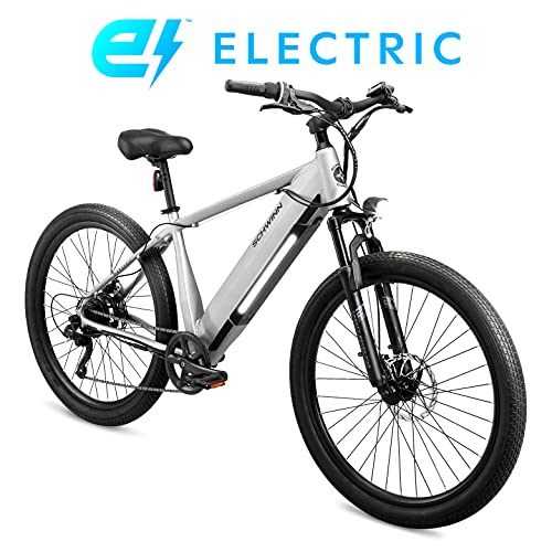 Schwinn Marshall Adult Electric Hybrid Bike, Small/Medium Step-Over Frame, 7 Speed, 27.5-Inch Wheels, Matte Grey