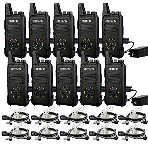 Retevis RT22S 2 Way Radios Walkie Talkies Long Range,Two Way Radios Rechargeable with Earpiece,Channel Display,Hands Free,for School Healthcare Retail Restaurant Automotive(10 Pack)