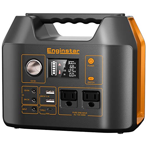 EnginStar Portable Power Station, 300W 298Wh Power Bank with 110V Pure Sine Wave AC Outlet for Outdoors Camping Travel Hunting and Emergency, 80000mAh Backup Battery Power Supply for CPAP Machine