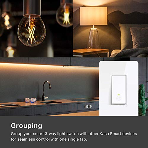 Kasa Smart 3 Way Switch HS210 KIT, Needs Neutral Wire, 2.4GHz Wi-Fi Light Switch works with Alexa and Google Home, UL Certified, No Hub Required, 2-Pack