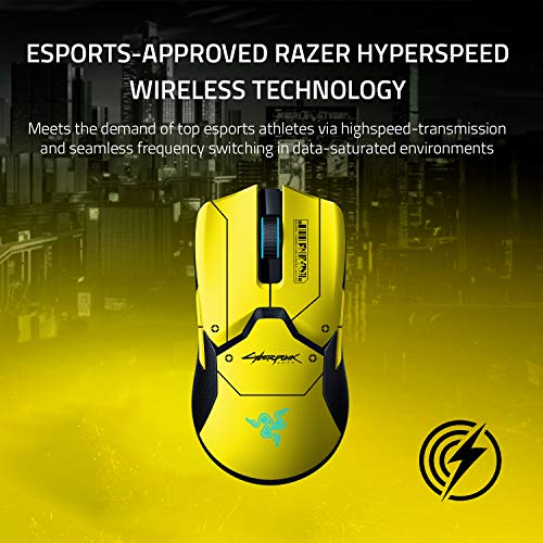 Razer Viper Ultimate Lightweight Wireless Gaming Mouse & RGB Charging Dock: Hyperspeed Wireless Technology - 20K DPI Optical Sensor - 78g Lightweight - Optical Mouse Switch - Cyberpunk 2077 Edition