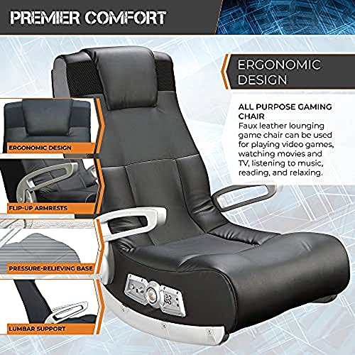 X Rocker, 5143601, II SE 2.1 Black Leather Floor Video Gaming Chair, 27.8 x 18.5 x 17.5, Black