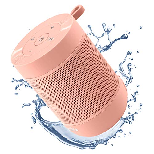 Portable Bluetooth Speaker, COMISO Small Wireless Shower Speaker 360 HD Loud Sound Stereo Pairing Waterproof Mini Pocket Size Built in Mic Support TF Card for Travel Outdoors Home Office Pink