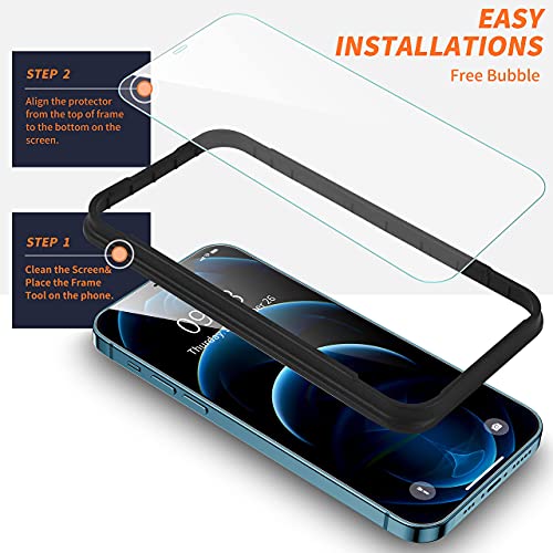 ImpactStrong iPhone 12 Mini Glass Screen Protector (3-Pack) [Easy Install] Heavy Duty Anti-Scratch Anti-Bubble Tempered Glass Film with Installation Tool for iPhone 12 Mini (5.4 Inch) - 3 Pack