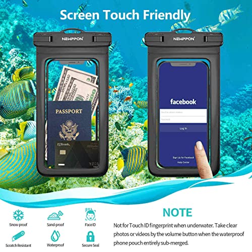 Newppon Waterproof Cell Phone Pouch : 3 Pack Universal Water Proof Dry Bag Case with Neck Lanyard - Underwater Clear Cellphone Holder Large Protector for iPhone Samsung Galaxy for Beach Pool Swimming