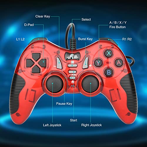 (Update)Gaming Wired Gamepad Controller Rii GP500+ for Windows 7/8/10/Laptop Games&PS3/PS4&Android&Steam&Switch,Multi-Platform Vibrating Gamepad(12 FIRE Buttons 4 AXLS)
