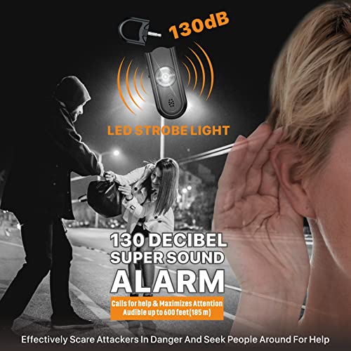 Safe Sound Personal Alarm, 130 dB Loud Siren Song Emergency Security Alarm Keychain with Strobe LED Light, Personal Sound Safety Siren for Women, Men, Children, Elderly (Black)