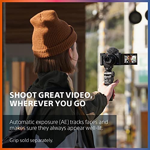 Sony ZV-1 Digital Camera for Content Creators, Vlogging and YouTube with Flip Screen, Built-in Microphone, 4K HDR Video, Touchscreen Display, Live Video Streaming, Webcam, Compact