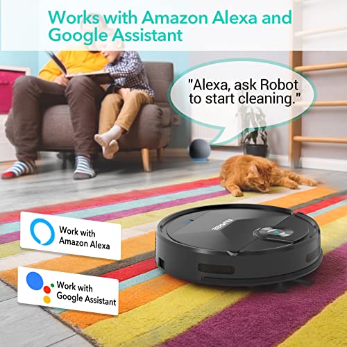 Famree MT-200 Robot Vacuum Cleaner, 1800Pa Strong Suction WiFi/App Self-Charging Robotic Vacuums Quiet Mini Vacuum for Hard Floor, Low/Medium-Pile Carpets