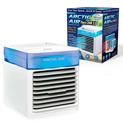 Arctic Air Pure Chill 2.0 Evaporative Air Cooler by Ontel - Powerful, Quiet, Lightweight and Portable Space Cooler with Hydro-Chill Technology For Bedroom, Office, Living Room & More