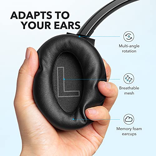 Soundcore by Anker Life Q20+ Active Noise Cancelling Headphones, 40H Playtime, Hi-Res Audio, Soundcore App, Connect to 2 Devices, Memory Foam Earcups, Bluetooth Headphones for Travel, Home Office