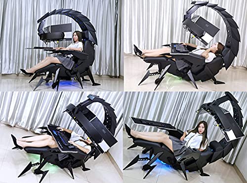 Fly YUTING Gaming Chair, Ergonomic Computer Cockpit Chair with Led Lights, Comfortable Racing Simulator Cockpit Game Chair with Hanging 3 Screens,Black