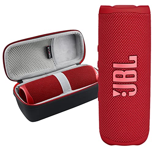 JBL FLIP 6 Portable Wireless Bluetooth Speaker IP67 Waterproof On-The-Go Bundle with Authentic Boomph Hardshell Protective Case - Red