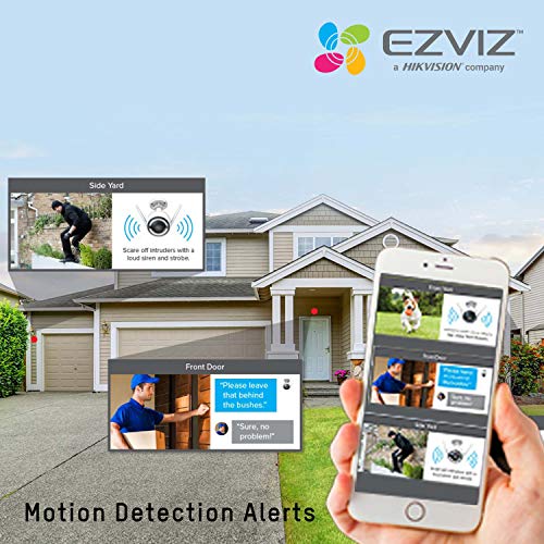 EZVIZ Outdoor Security Camera Surveillance IP66 Weatherproof 100ft Night Vision Strobe Light and Siren Alarm 2.4G Wi-Fi/Wired Two-Way Audio Works with Alexa Google Home IFTTT iOS Android App 4mm Lens