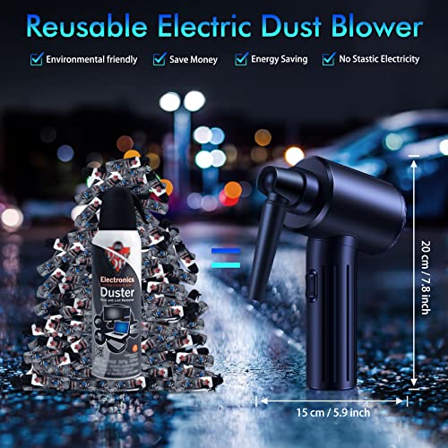 REESIBI Cordless Electric Air Duster, 3-Gear to 90000 RPM Strongest Powerful Dust Blower, Compressed Air Cans , Rechargeable 7500mAh Blue