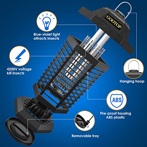 GOOTOP Mosquito Zapper Outdoor, Bug Zapper Outdoor Electric, Insect Fly Traps, Fly Zapper, Mosquito Killer for Patio Indoor