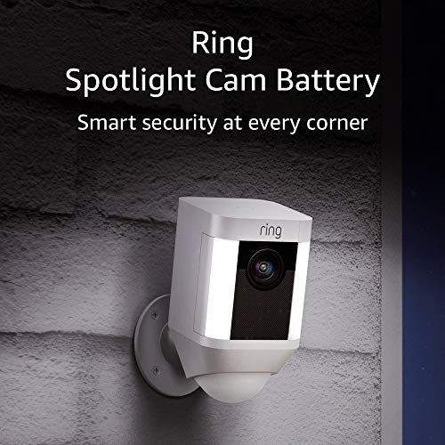 Ring Spotlight Cam Battery HD Security Camera with Built Two-Way Talk and a Siren Alarm, Works with Alexa - White