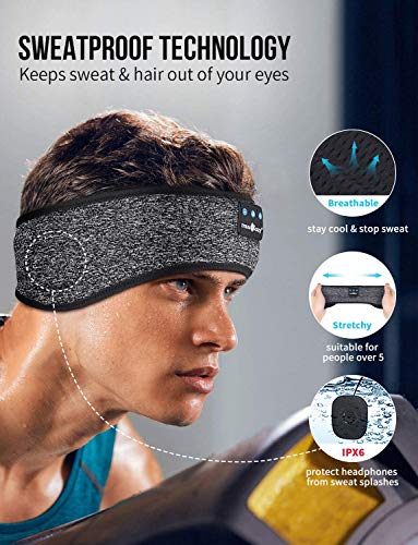 MUSICOZY Sleep Headphones Bluetooth Headband, Wireless Music Sleeping Headphones Sleep Mask Earbuds IPX6 Waterproof for Side Sleepers Workout Running Insomnia Travel Yoga Cool Tech Gadgets Unique Gift