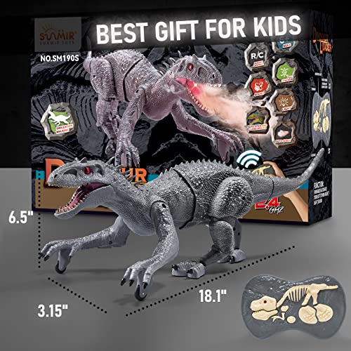 Remote Control Dinosaur Toy for Kids 3-5 5-7 8-12, Electric Robot Dinosaur for Boy Gift Imitates with Lights and Sounds, Walking Roaring Simulation Velociraptor Rechargeable