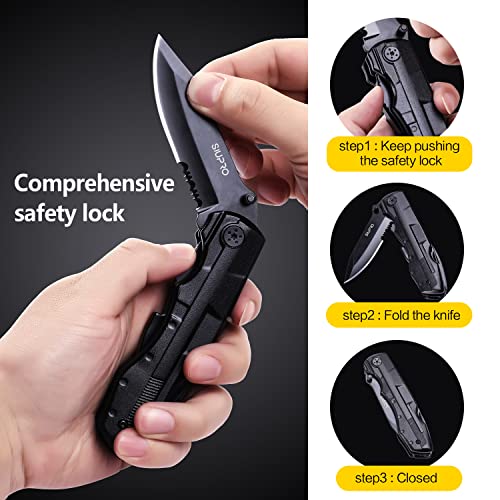 Multitool Pocket Kinfe for Men, Gifts for Dad Husband Boyfriend Him, Multi Tool Cool Gadgets, Multipurpose Folding Utility Plier, Survival Kit Gear for Camping, Fishing, Car