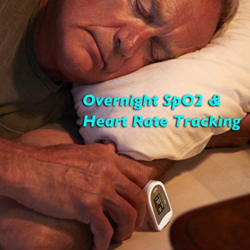 EMAY Sleep Oxygen Monitor with App for iPhone & Android | Track Overnight & Continuous Blood Oxygen Saturation Level & Heart Rate with Professional Report | Memory Stores Data Up to 40 Hours