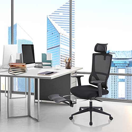 Ergonomic Office Chair, Computer Desk Chair with Adjustable Headrest, Lumbar Support and footrest, Tilt Function and Blade Wheels Mesh, Computer Chair, Gaming Chairs, Executive Swivel Chair