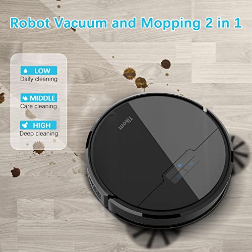 Robot Vacuum and Mop, Tikom G8000 Robot Vacuum Cleaner, 2700Pa Strong Suction, Self-Charging, Good for Pet Hair, Hard Floors, Black