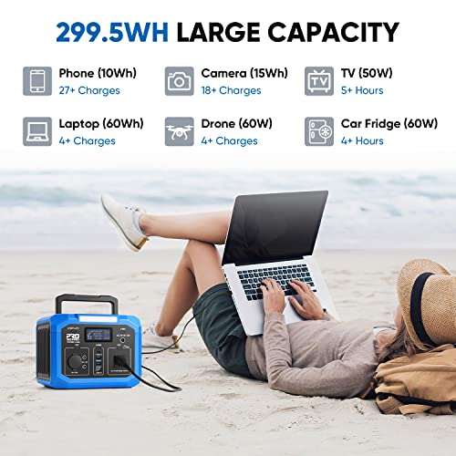 Portable Power Station 350W (500W Surge), Prostormer 299.5Wh/83200mAh Backup Lithium Battery with 110V AC Outlet and Wireless Charger, Solar Generator for Outdoor Camping, RV Travel and Home Emergency